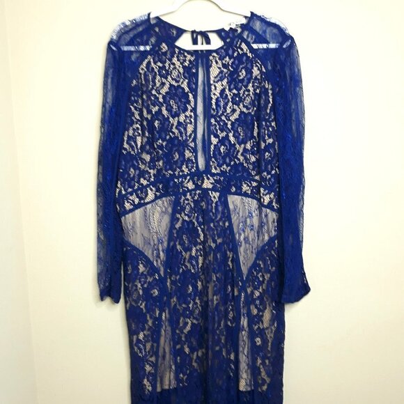 ASOS Truly You Dress Cut-out Lace Maxi Blue Plus Size 22 NWT - Picture 4 of 16